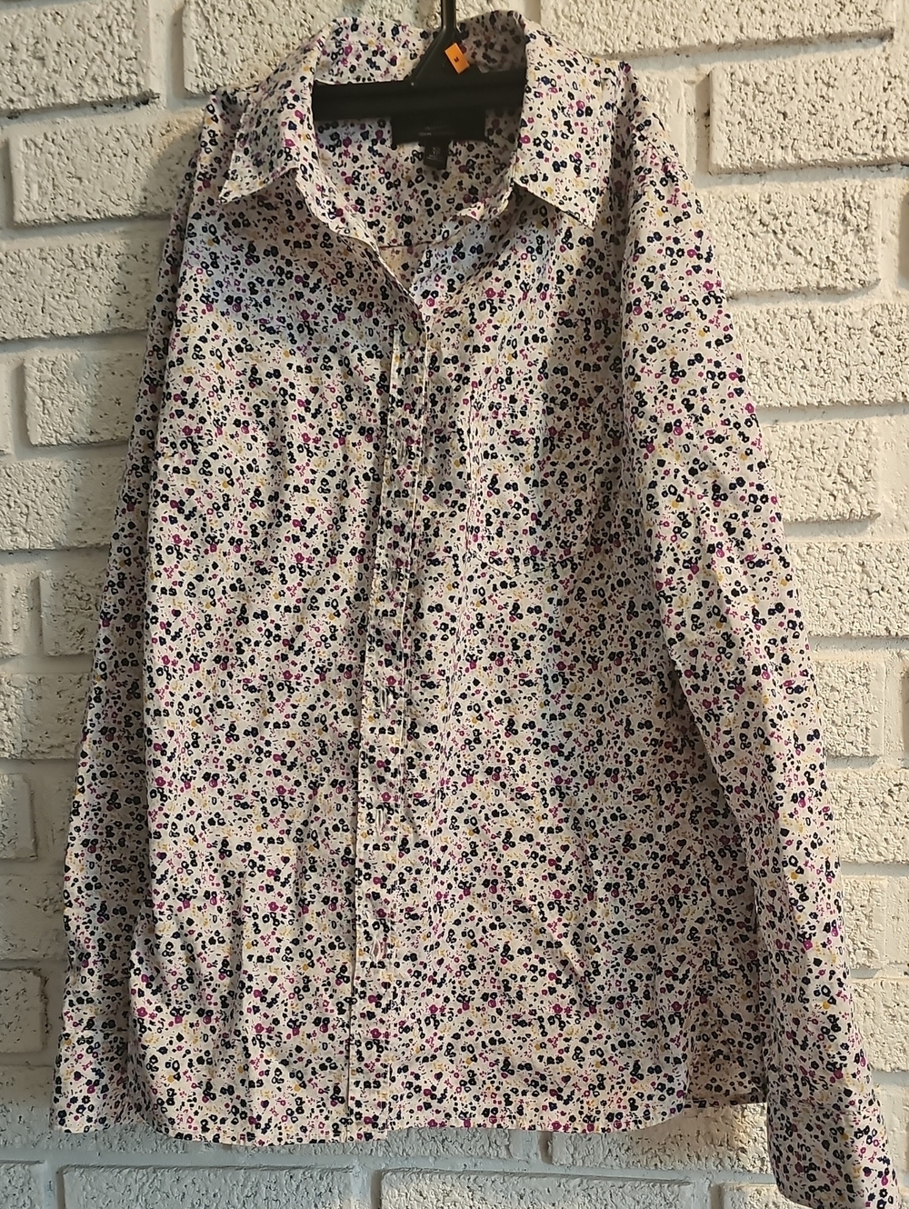 Banana Republic Cream Floral Print Blouse with Pink, Blue & Black
